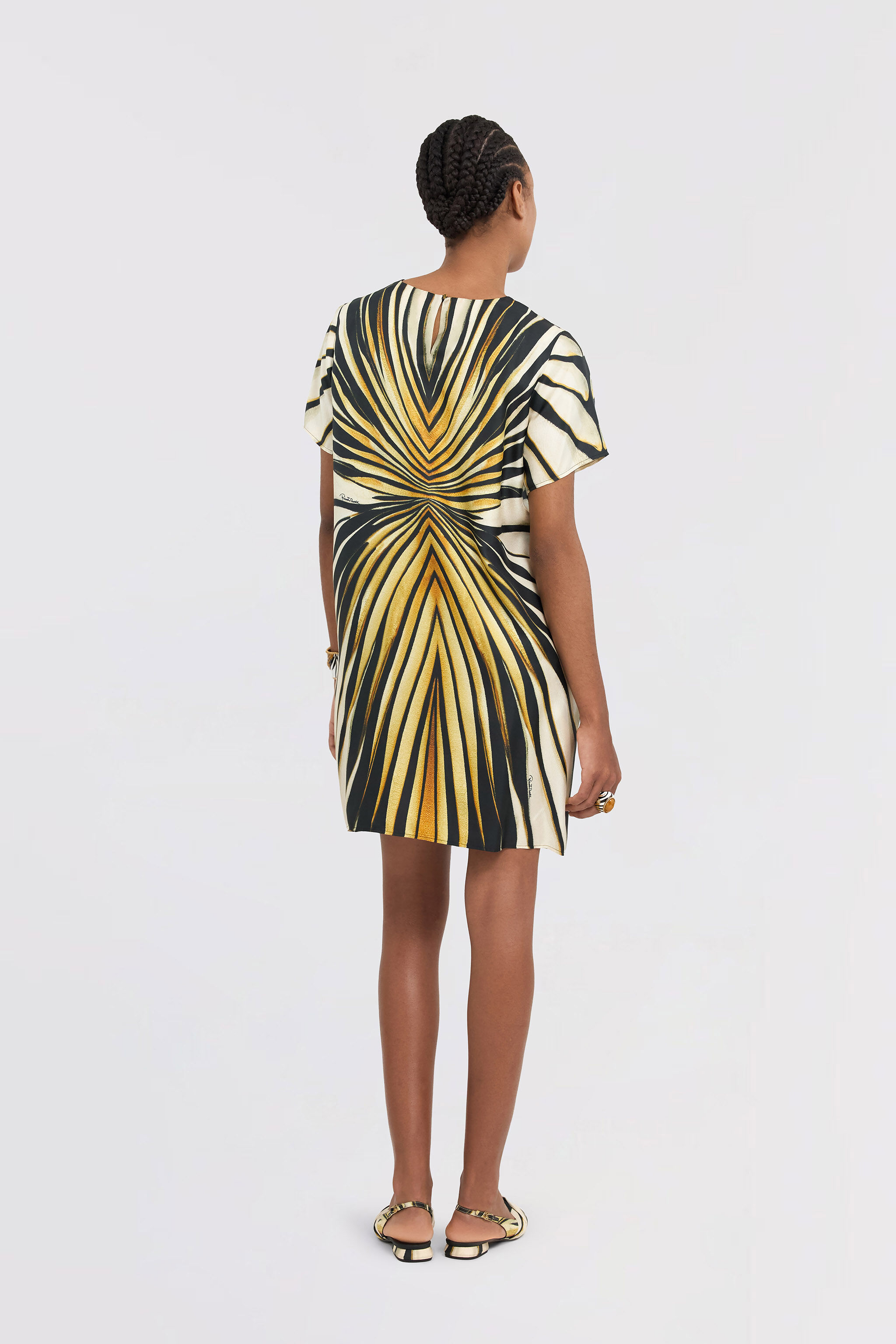 RC Minivestido De Seda Con Estampado Ray Of Gold Oro TKT101-4QM33