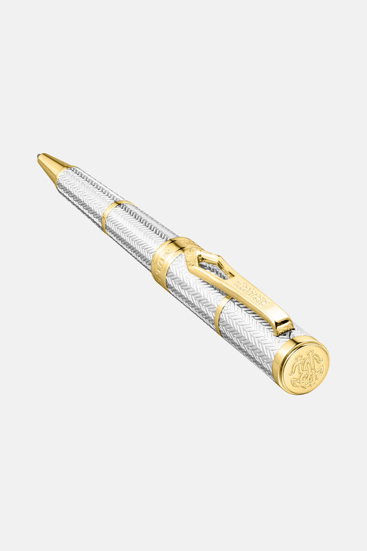 RC Bolígrafo Chevron Roberto Cavalli, Dos Tonos en Color Plata y Dorado SILVER & GOLD VALG07-IG269
