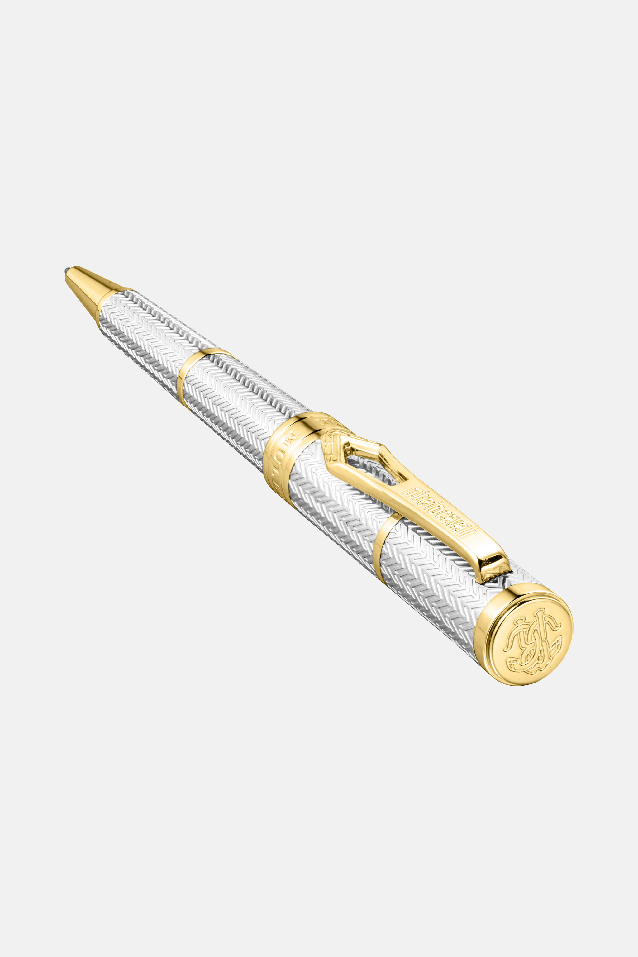 RC Bolígrafo Chevron Roberto Cavalli, Dos Tonos en Color Plata y Dorado SILVER & GOLD VALG07-IG269