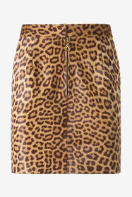RC Leather Miniskirt With Leopard Skin Print Brown VKP300-ZV012