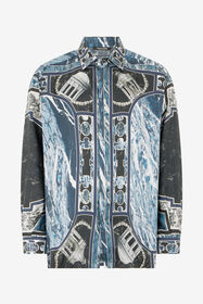 RC Shirt With Marble Print And Embellishments Dark blue URT723-4QN63