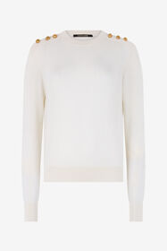 RC Sweater with gold buttons Ivory UWM610-WH003