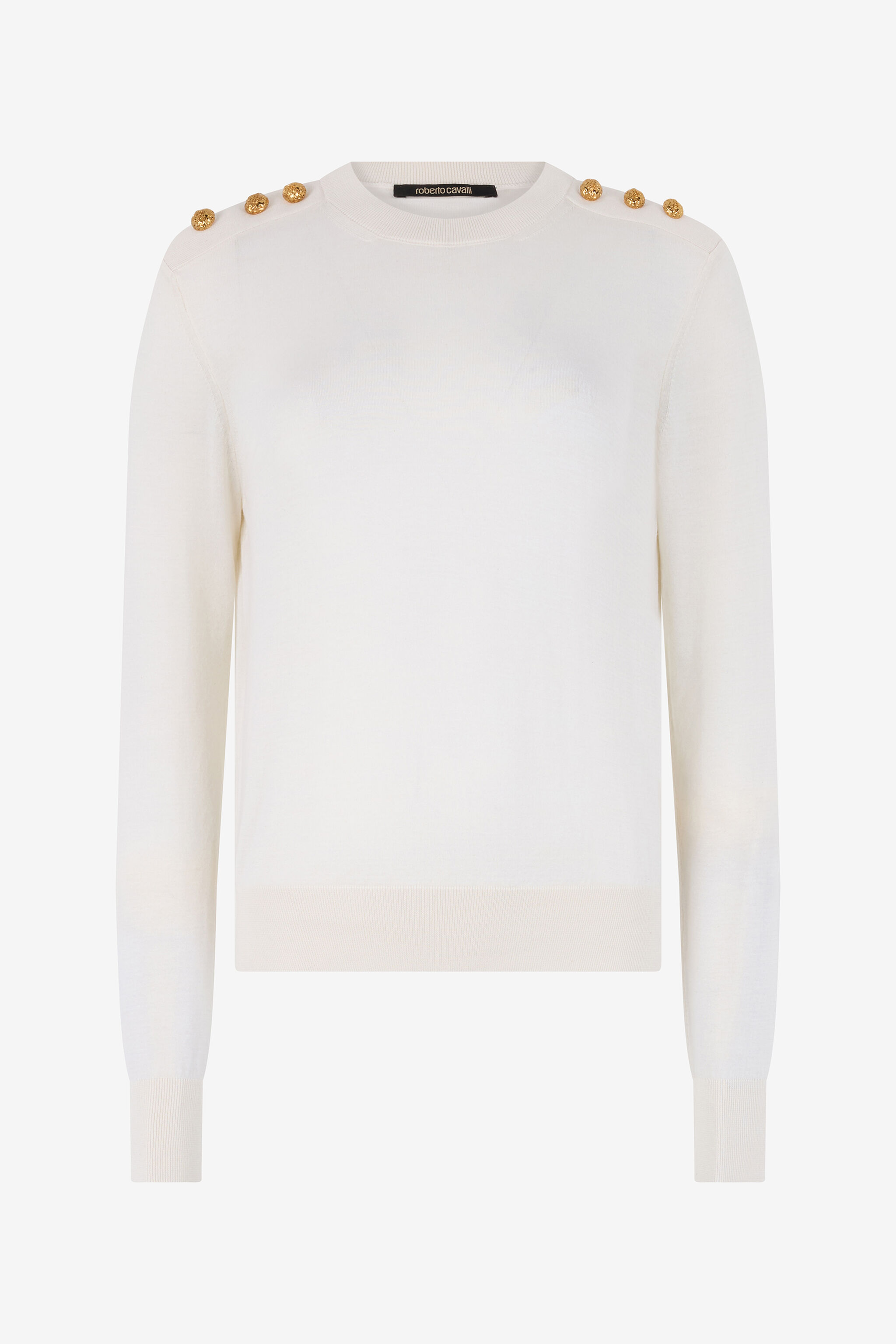 RC Pullover mit goldenen Knöpfen Elfenbein UWM610-WH003