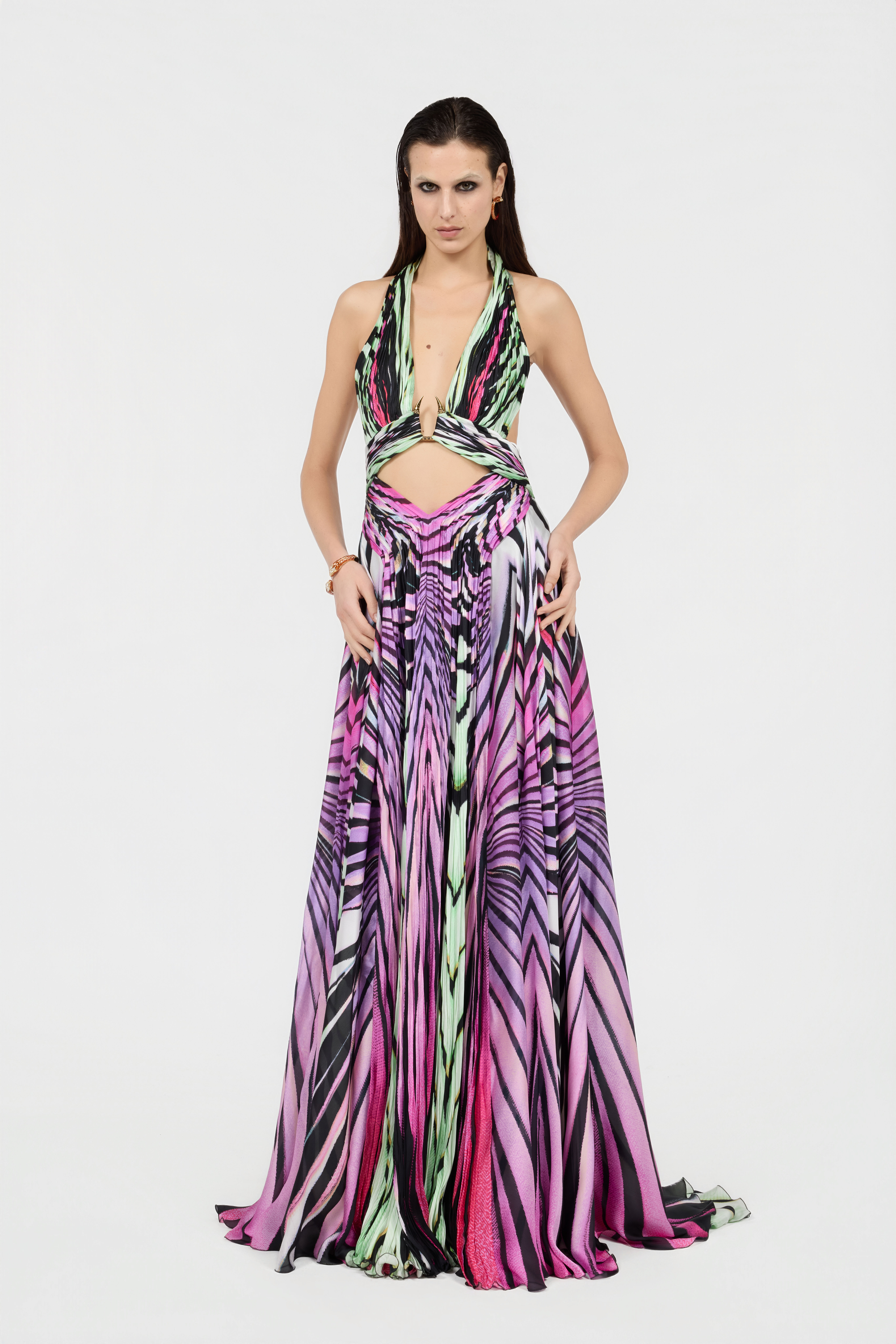 RC Maxikleid aus Seide mit Ray of Paradise-Print MULTICOLOR XKT158-CTM33
