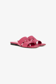 RC Pink Leather Slide With Monogram RC Fuchsia SKS018-PZ172
