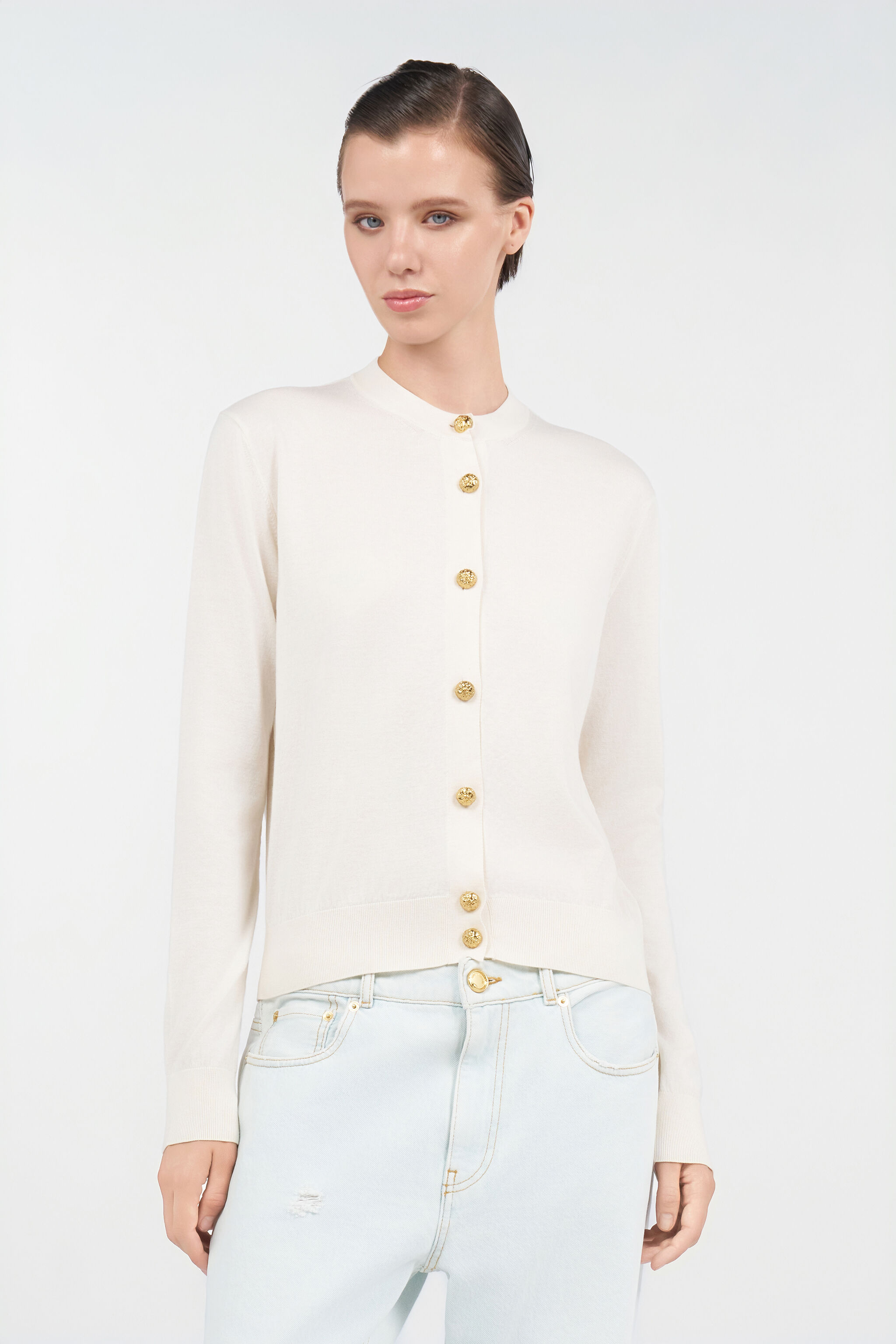 RC Cardigan aus Wollmischung Elfenbein UWM901-WH003