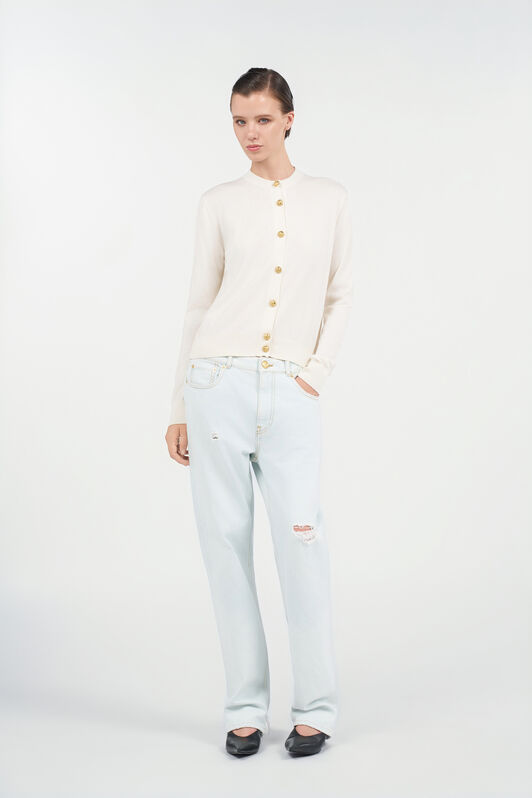 RC Cardigan aus Wollmischung Elfenbein UWM901-WH003