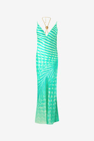 RC Dress With Optical glass Print And Necklace Light green UKT128-RYN47