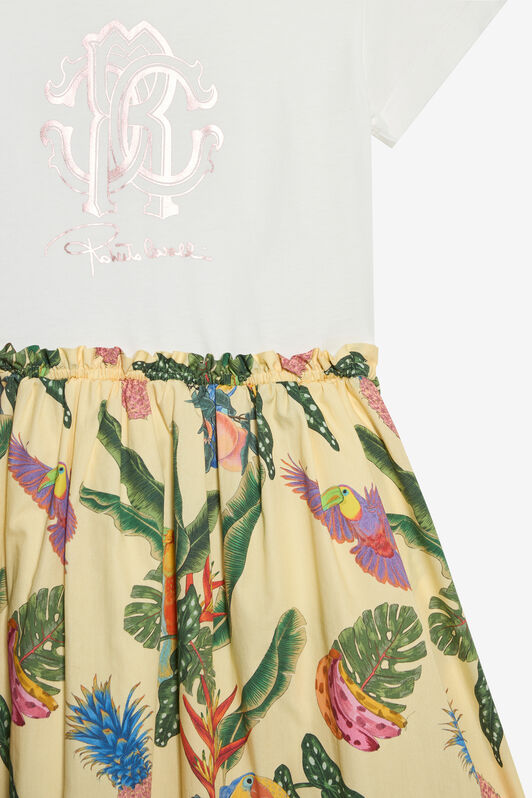 JU Kleid mit Tropicana-Print MILKY WHITE/YELLOW WJT10C-JD001