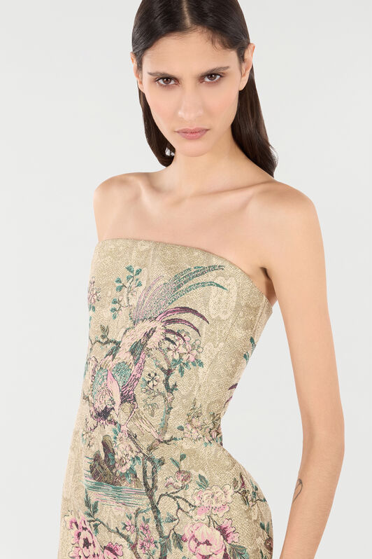 RC Minikleid Mit Oriental Bird Print Elfenbein/Rosa VKT136-DJ084