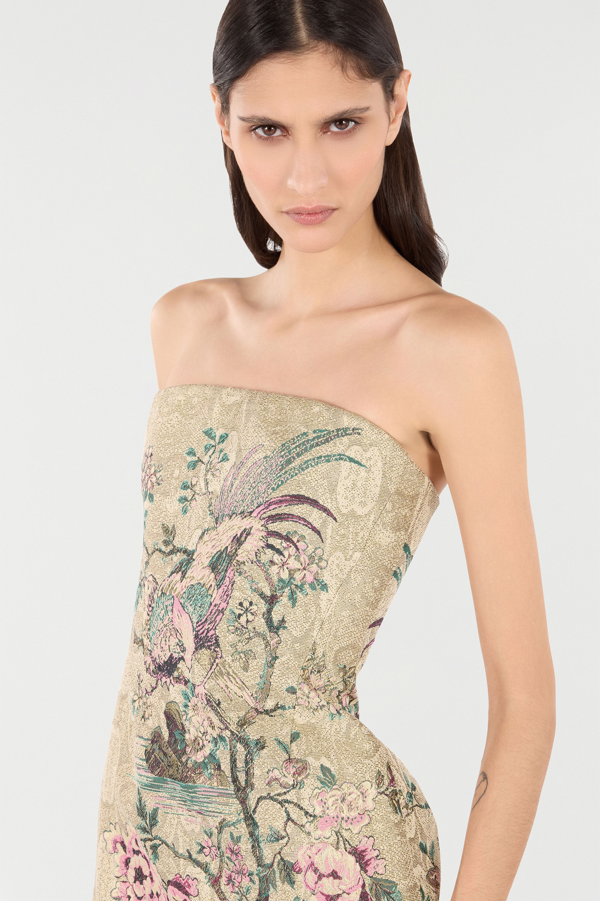 RC Minikleid Mit Oriental Bird Print Elfenbein/Rosa VKT136-DJ084