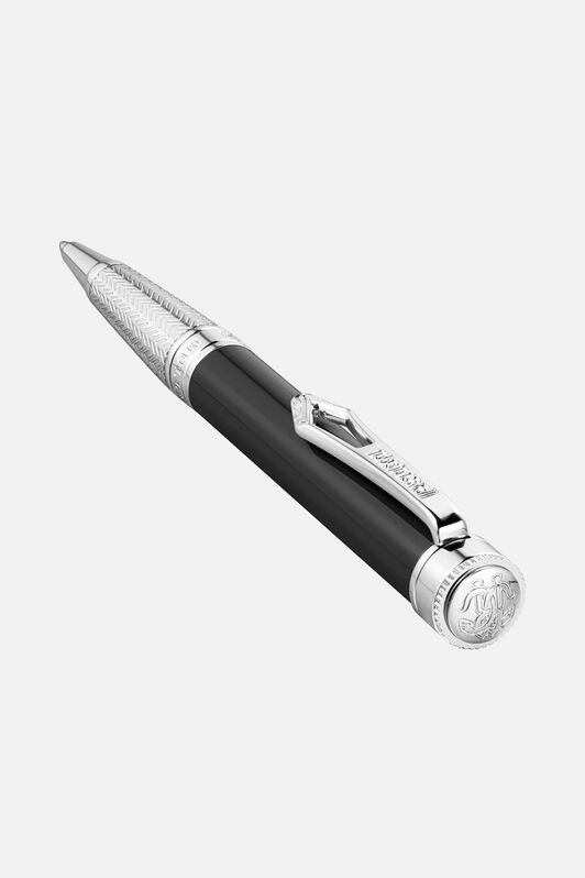 RC Penna a sfera Lacquer di Roberto Cavalli, color argento e lacca nera SILVER BLACK VALG09-IG272