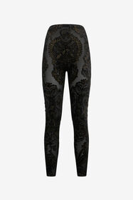 RC Devoré chenille leggings with ornamental print BLACK WKT23A-6CR36