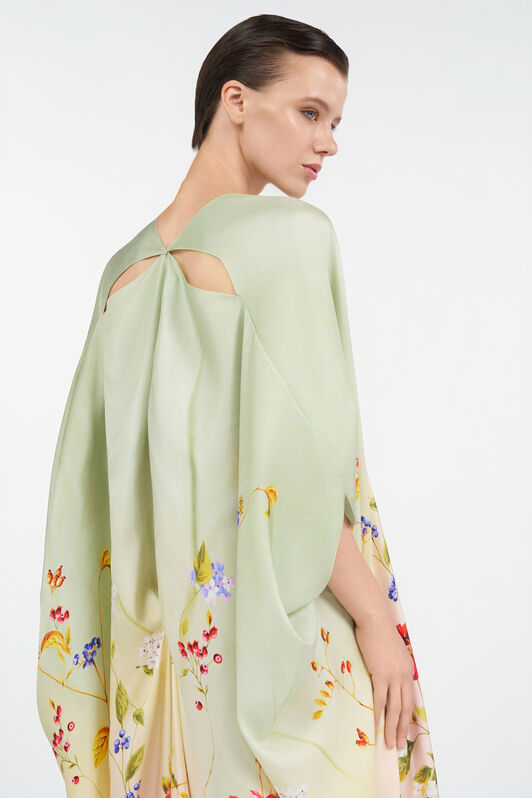 RC Kaftán de seda con estampado Miami Flowers GREEN/FUCHSIA WQT182-OZR32