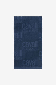 CL Beach towel with all-over Cavalli Class logo Navy QXH01I-RXL03