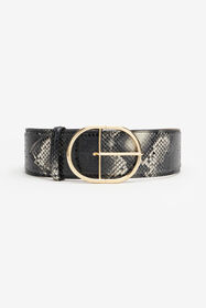 RC Shaped belt in printed leather Black TWC003-PZ02S