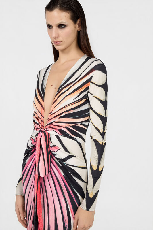 RC Maxikleid Mit Ray Of Paradise-Print CORAL XKT107-JRM33