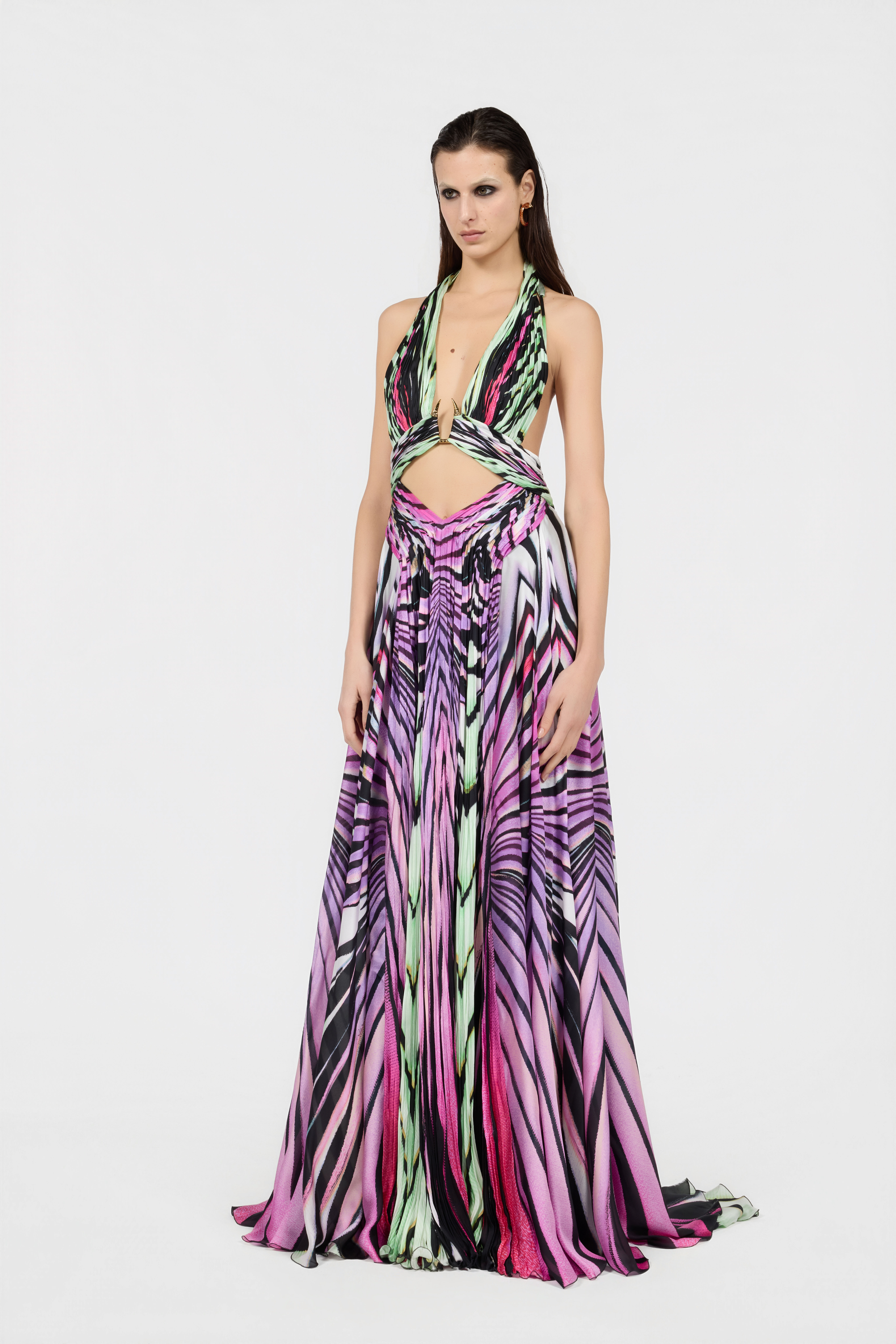 RC Maxikleid aus Seide mit Ray of Paradise-Print MULTICOLOR XKT158-CTM33