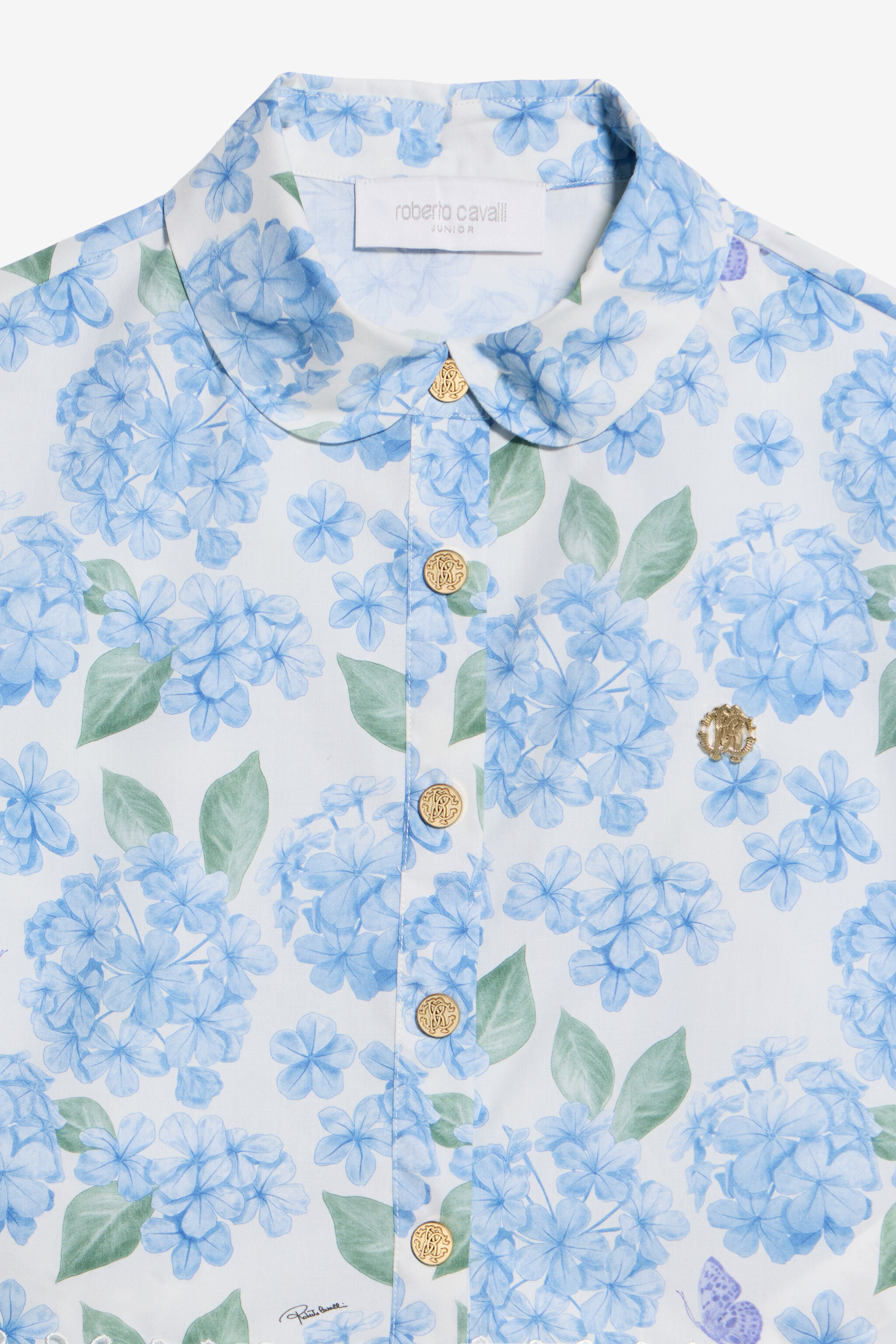 JU Baumwollhemd mit Plumago-Print WHITE/BLUE WJT70C-7MR13