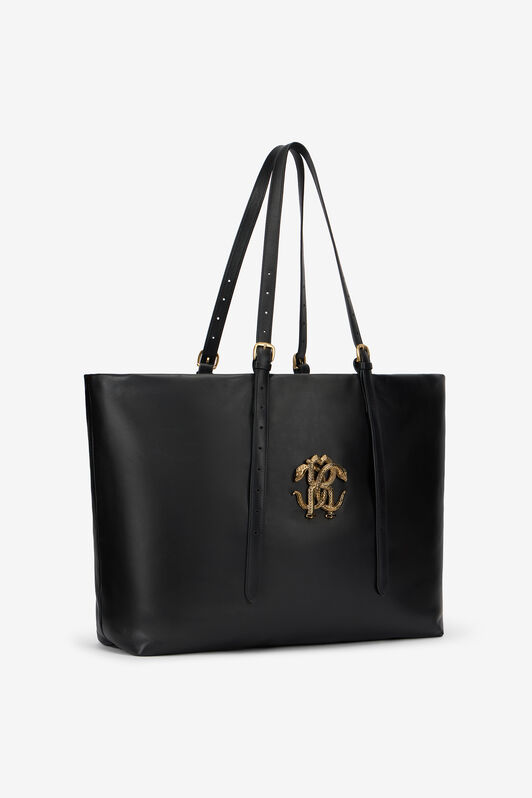 RC Bolso de piel con logotipo BLACK WKB001-PZ078