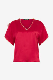 RC Red Silk Tie-Shoulder Top CHERRY SOT60E-SE005