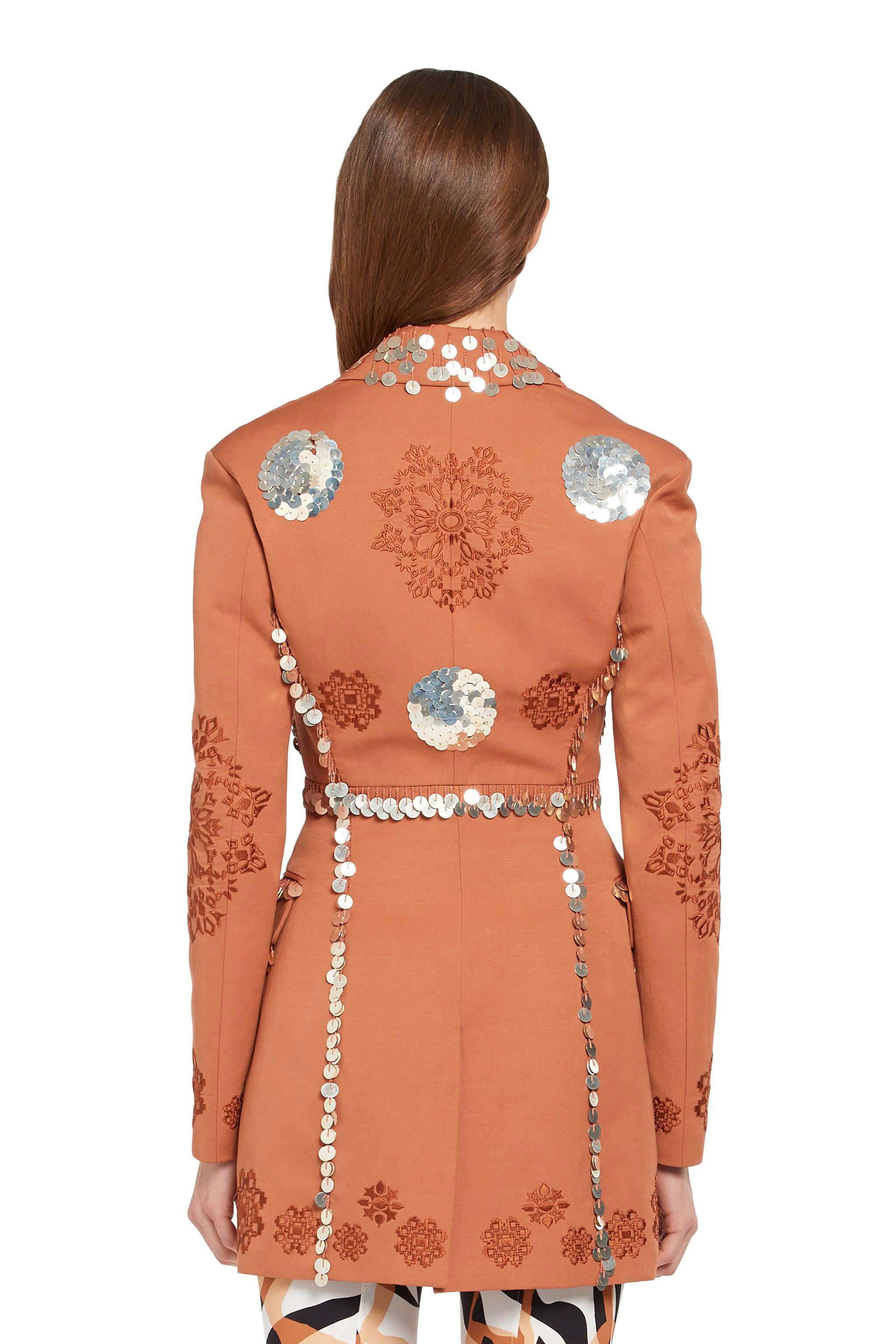 RC Giacca sartoriale con ricami e paillettes Marrone IWR412-LG026