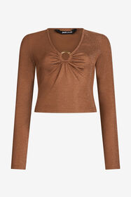 JC Bronze Lurex Crop-Top Mit Ringdetail BRUNETTE VFT212-VF335