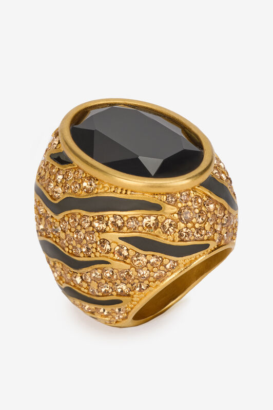 RC Anillo De Cóctel Con Cristales Y Motivo Tiger Skin Oro VKG030-AM011