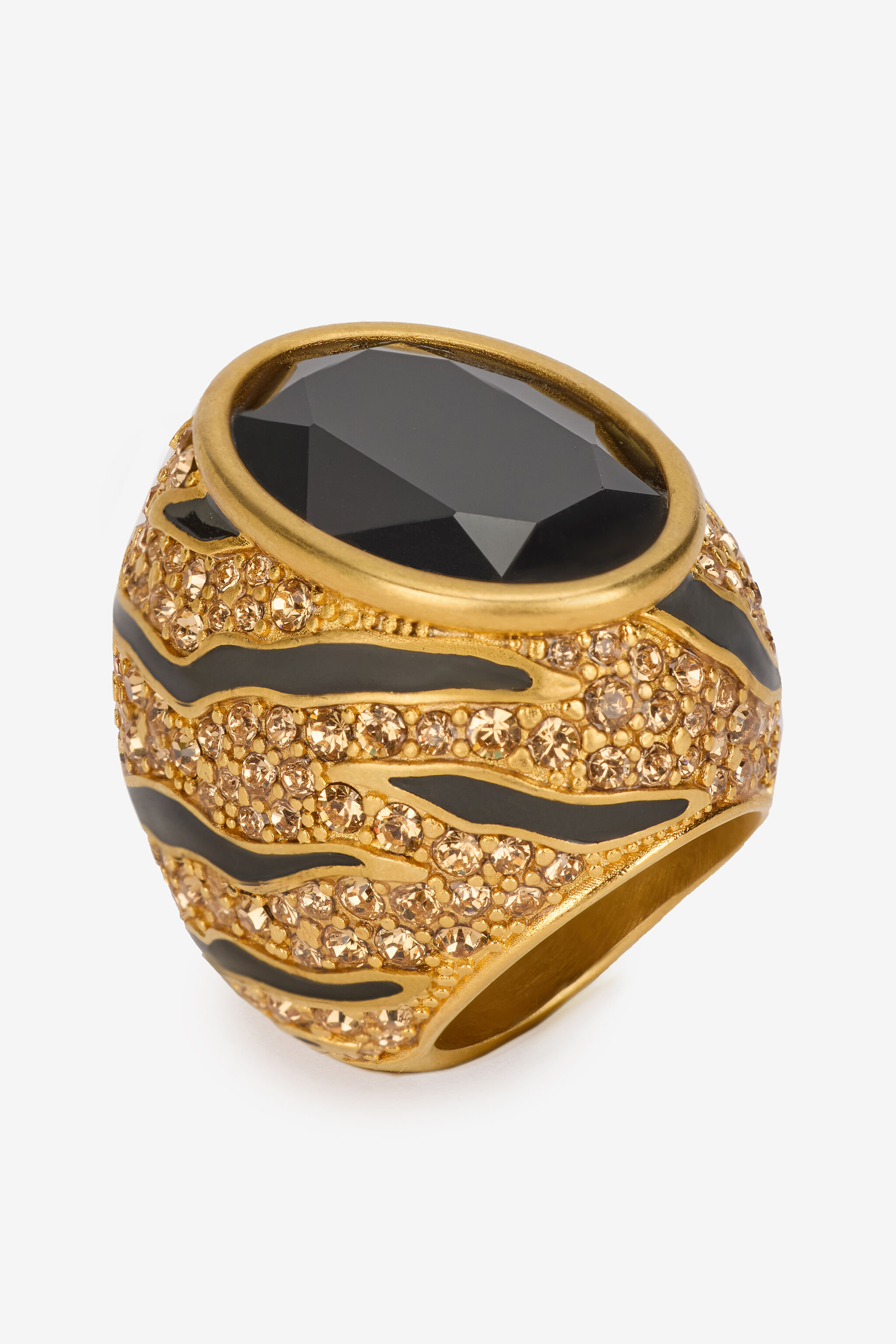 RC Anillo De Cóctel Con Cristales Y Motivo Tiger Skin Oro VKG030-AM011