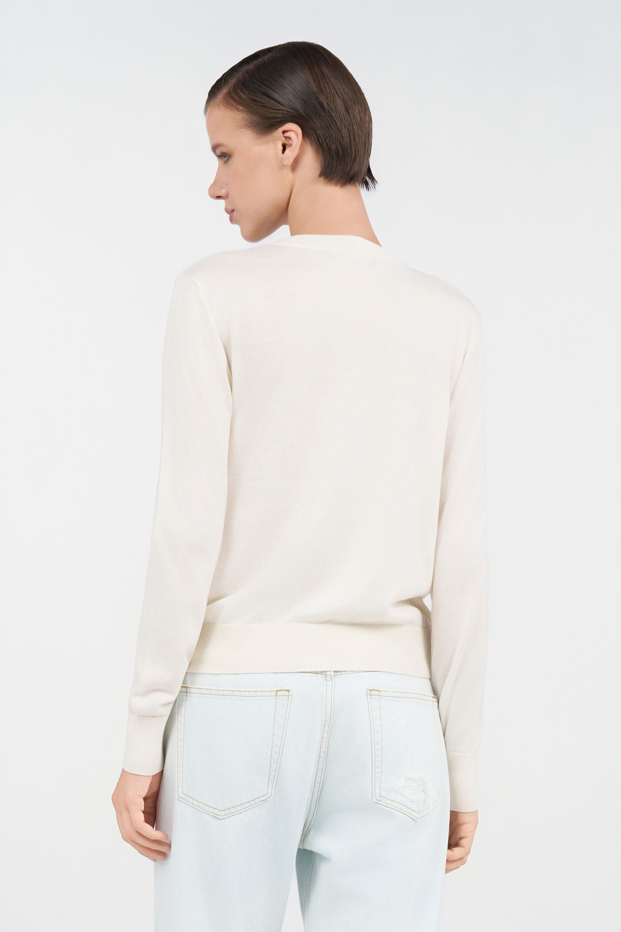RC Pullover mit goldenen Knöpfen Elfenbein UWM610-WH003