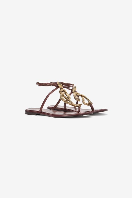 RC Brown Flat Thong Sandals with Snake Motif BROWN WWS003-PAM08