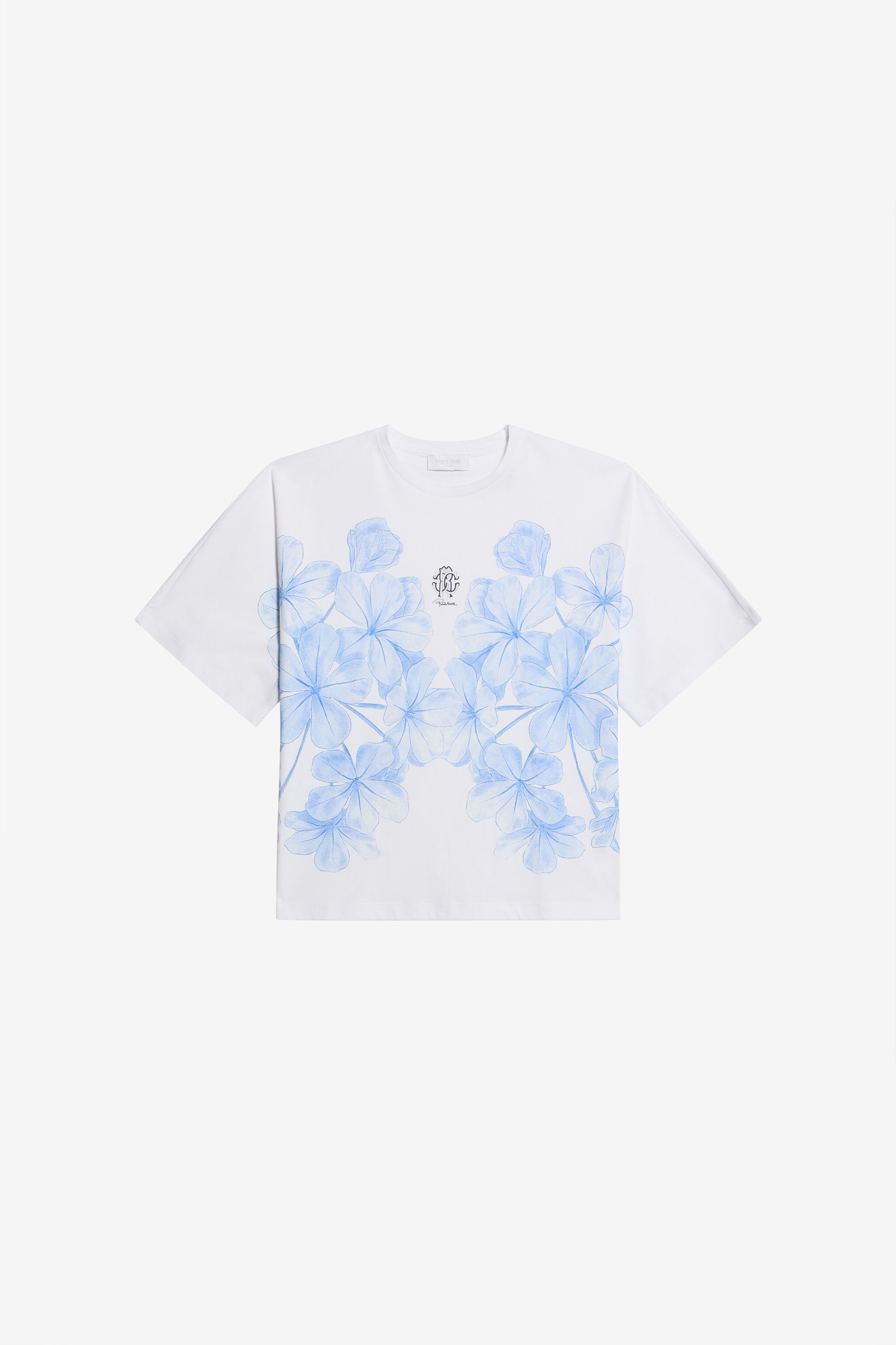 JU T-Shirt In Cotone Stampa Plumago WHITE/BLUE WJT60R-JD001