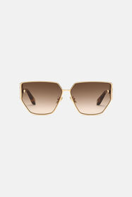 RC Sunglasses with wide shape front, metal fangs embellishment Marrón ALD026-ID183