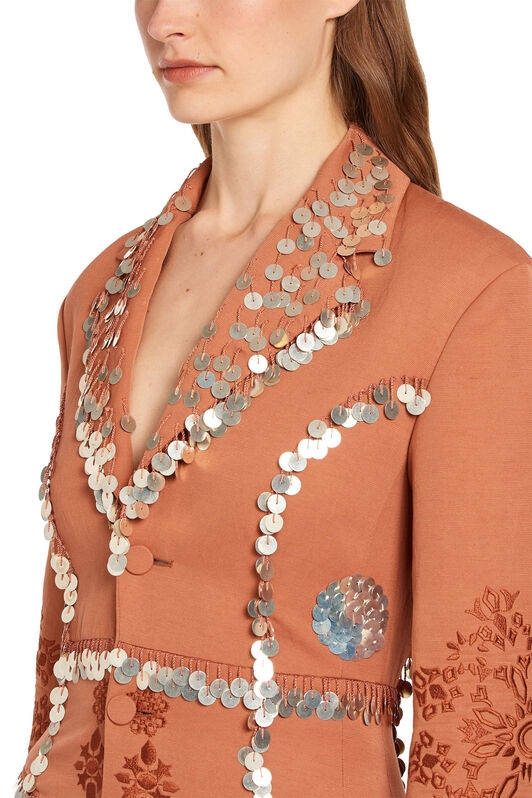 RC Giacca sartoriale con ricami e paillettes Marrone IWR412-LG026