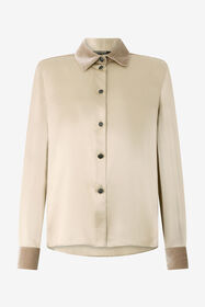 RC Beige Silk Shirt With Velvet Inserts Light Brown VWT700-SE041
