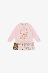JU Robe imprimée Léopard et Fleurs Rose TJT101-CF050