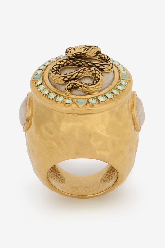 RC Schlangenring mit Edelsteinen GOLD/IVORY/CRYSTAL WQG018-AM127