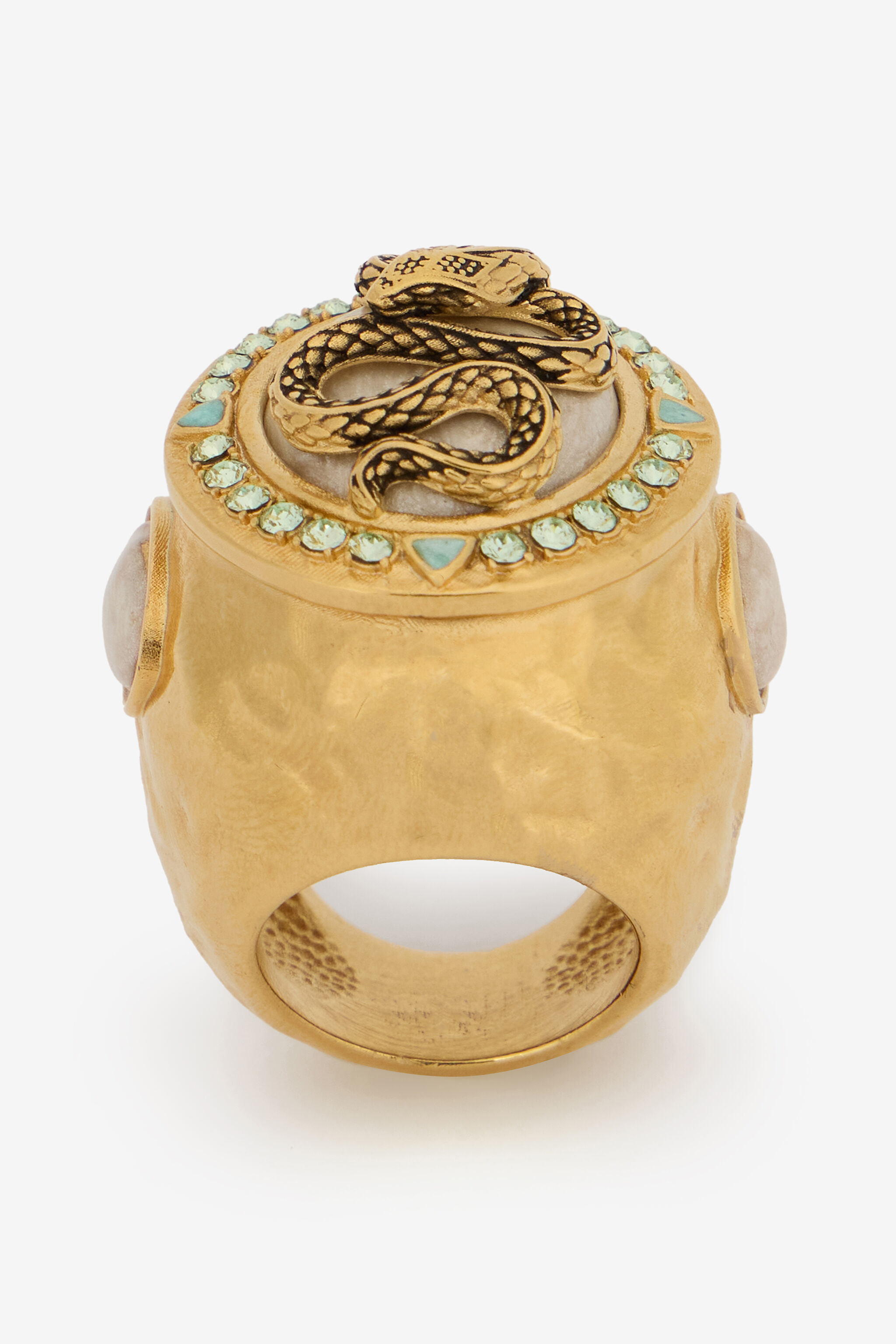RC Schlangenring mit Edelsteinen GOLD/IVORY/CRYSTAL WQG018-AM127