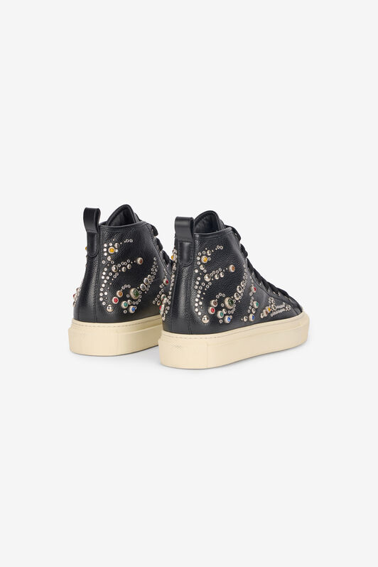 RC Hohe Sneakers Mit Nieten Und Edelsteinen Schwarz VRS020-PZB05