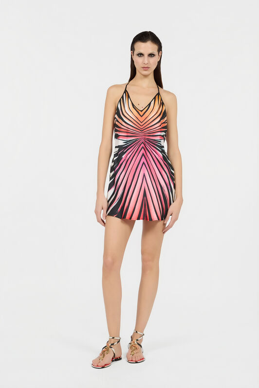 RC Minivestido De Seda Con Estampado Ray Of Paradise CORAL XKT101-4QM33