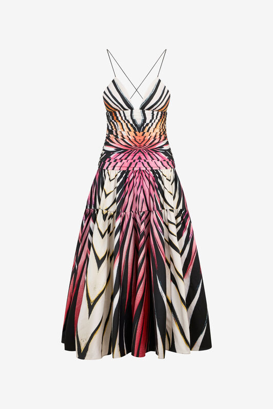 RC Midi Kleid mit Ray Of Paradise-Print CORAL XKT130-3AM33