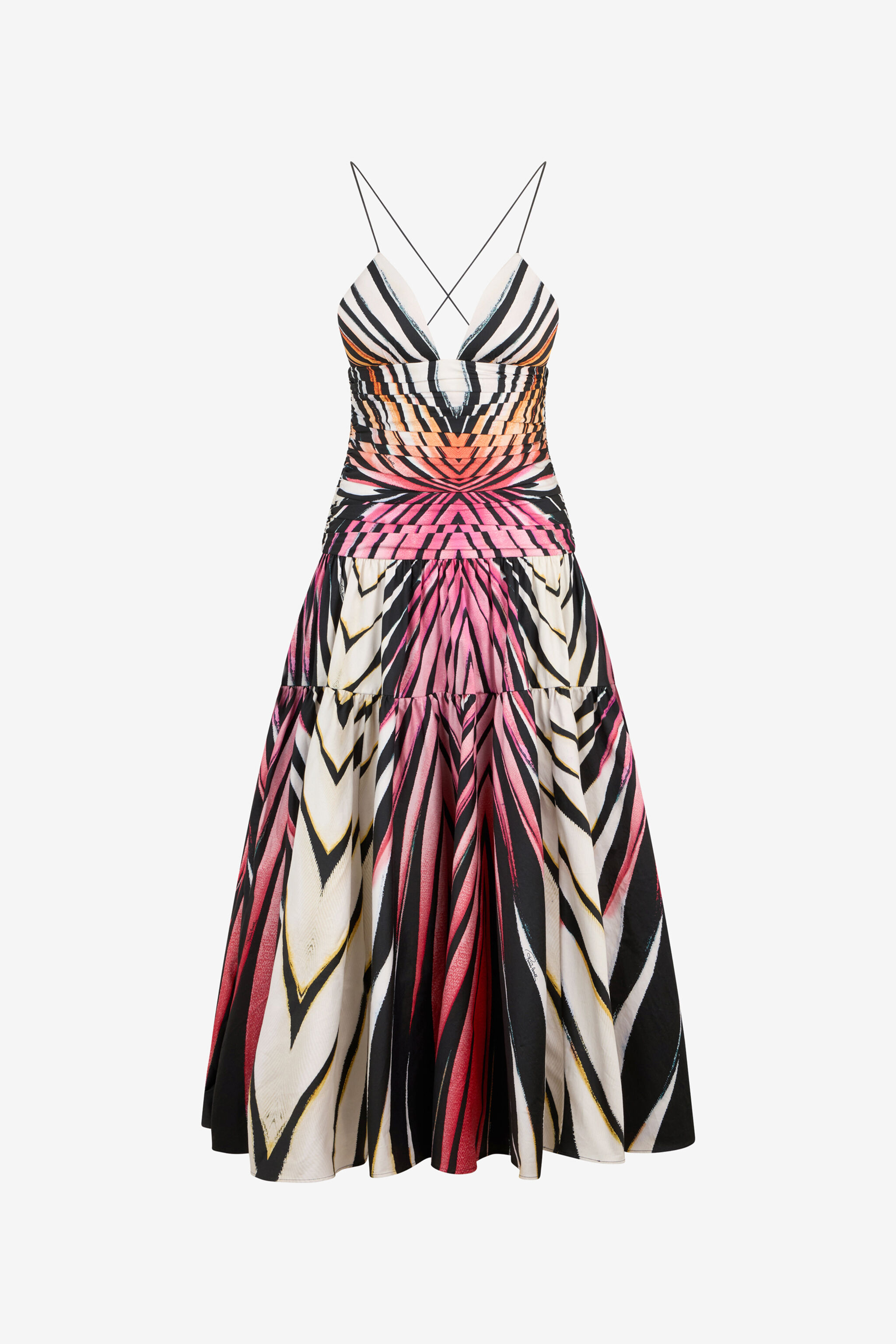 RC Midi Kleid mit Ray Of Paradise-Print CORAL XKT130-3AM33