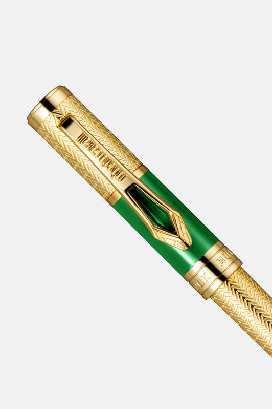 RC Bolígrafo Chevron Roberto Cavalli, Color Dorado y Laca Verde GOLD VALG07-IG269
