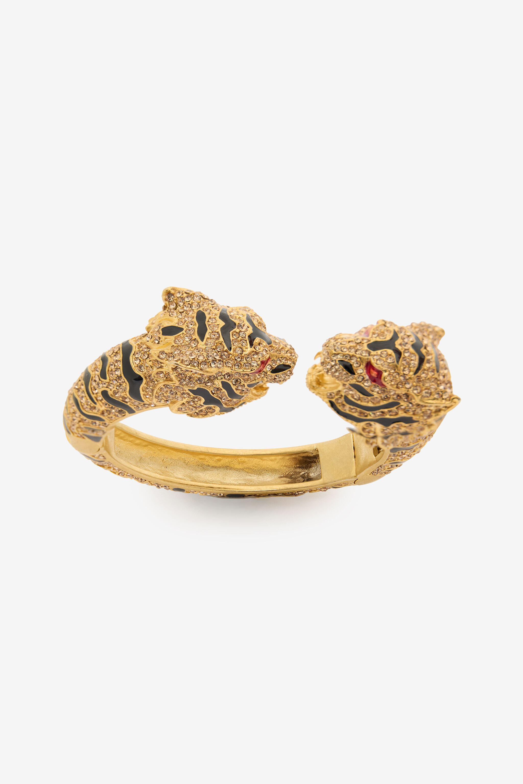 RC Pulsera rígida con cabezas de tigre Oro UKG009-AM061