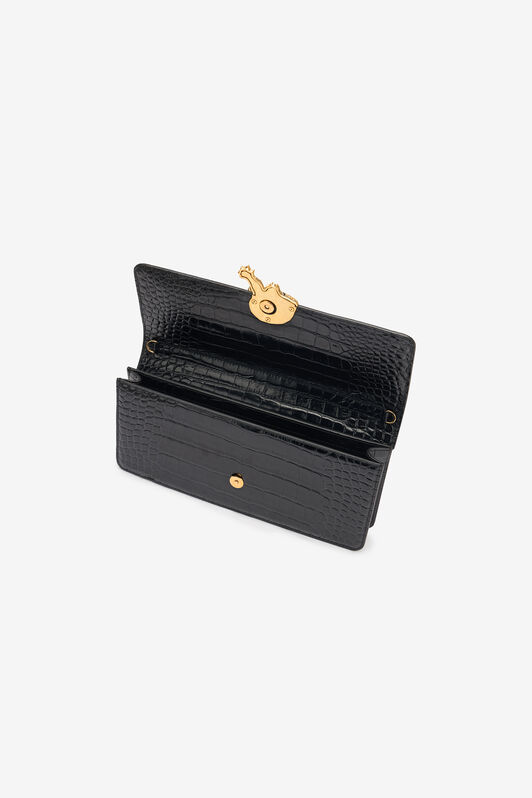 RC Bolso De Mano Pochette Largo Roar Estampado Cocodrilo Negro TKB012-PZ975