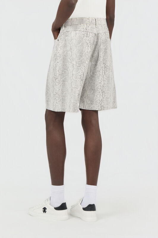 RC Snakeskin Print Denim Shorts WHITE SOJ20H-DL008
