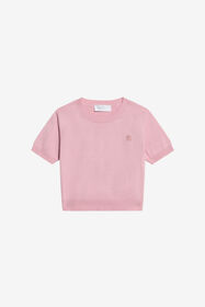 JU T-Shirt In Cotone Rosa Con Logo Ricamato PINK WJM60C-MG001