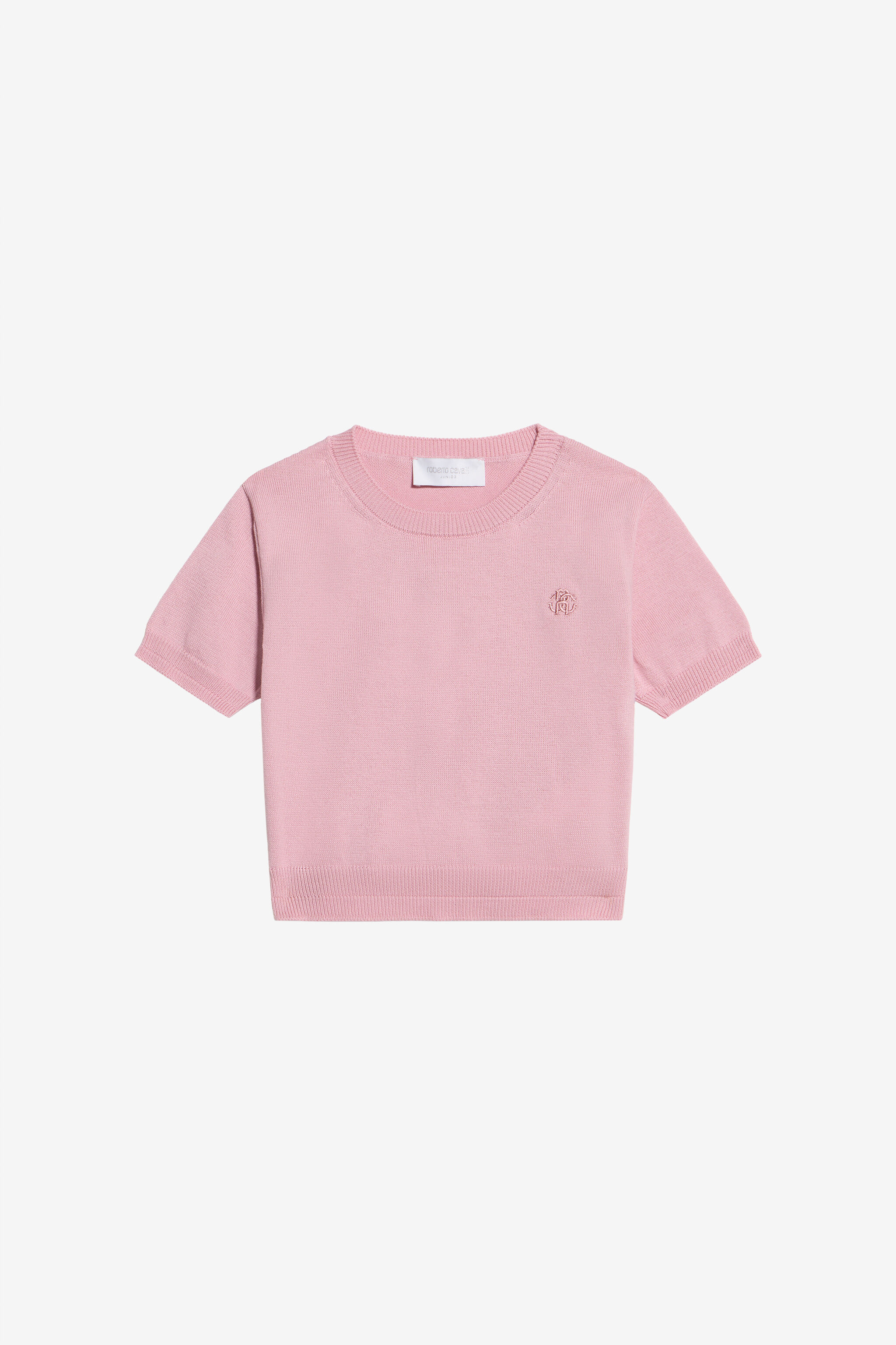 JU T-Shirt In Cotone Rosa Con Logo Ricamato PINK WJM60C-MG001
