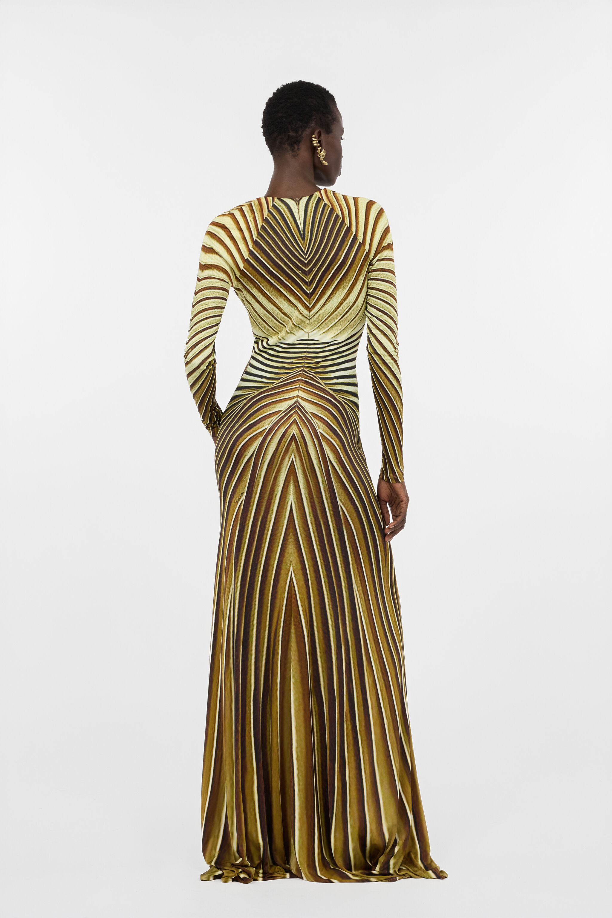 RC Extralanges Kleid mit  Iside Print NATURAL/GOLD WWT113-JRS34