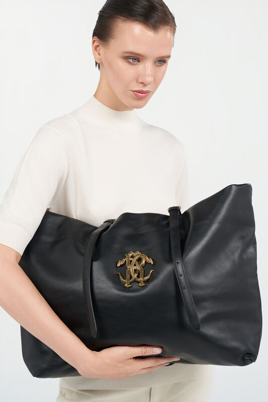 RC Bolso de piel con logotipo BLACK WKB001-PZ078